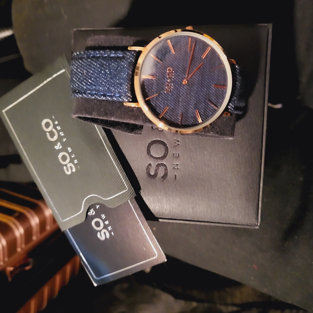 SO&CO New York Blue and Gold Watch